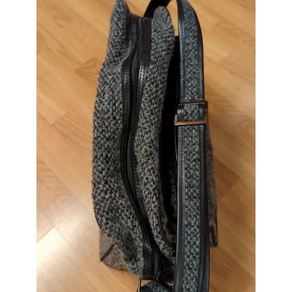Pierre Cardin Carry On Shoulder Overnight Bag Black Gray Tweed Strap Vintage
